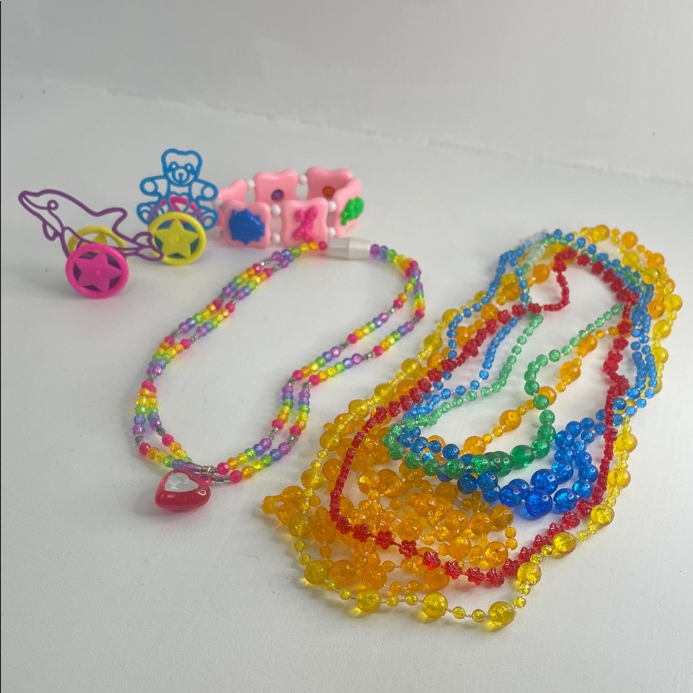 90s Girl Nostalgia Lot of Necklaces, Bracelet, & Party Favors
